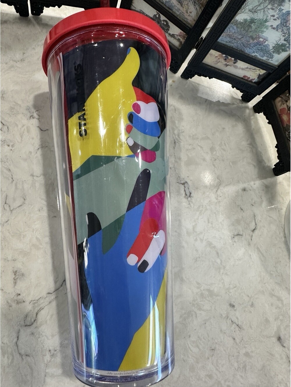 2017 Starbucks Peace Love OK Hand Signs Venti (24 oz) Cold Cup tumbler